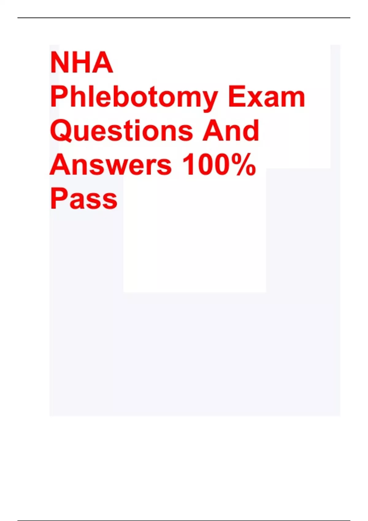 NHA Phlebotomy Exam Questions And Answers 2022/2023 - Nha Phlebotomy ...