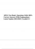 APEA Test Bank | Questions With 100% Correct Answers With Explanations | Latest Update 2023/2024 | Graded A+