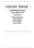 Exploring Strategy Text and Cases 12th Edition By Gerry Johnson, Richard Whittington (Instructor Manual)