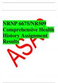 NRNP 6675/NR509 Comprehensive Health History Assignment Results