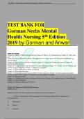 TEST BANK FOR Gorman Neebs Mental Health Nursing 5th Edition 2019 by Gorman and Anwar