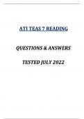 ATI TEAS 7 READING QUESTIONS AND ANSWERS 