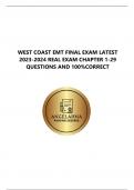 WEST COAST EMT FINAL EXAM LATEST 2023-2024 REAL EXAM CHAPTER 1-29  QUESTIONS AND 100%CORRECT 