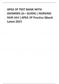 APEA 3P TEST BANK WITH   ANSWERS (A+ GUIDE) | NURSING   NUR-634 | APEA 3P Practice Qbank   Latest 2023 