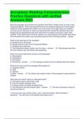 Accuplacer Reading Comprehension Practice Questions with verified Answers 2023