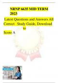 NRNP 6635 MID TERM 2023 Latest Questions and Answers All Correct	Study Guide, Download to Score 