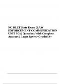 NC BLET State Exam (LAW ENFORCEMENT COMMUNICATION UNIT SG) | Questions With Complete Answers | Latest Review Graded A+