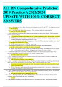 ATI RN Comprehensive Predictor  2019 Practice A 2023/2024  UPDATE WITH 100% CORRECT  ANSWERS