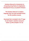 Introduction to Computing Using Python An Application Development Focus 2nd Edition By Ljubomir Perkovic (Solution Manual)