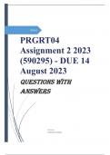 PRGRT04 Assignment 2 2023 (590295) - DUE 14 August 2023