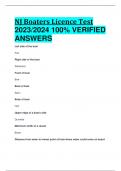 NJ Boaters Licence Test 2023/2024 100% VERIFIED  ANSWERS
