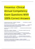 Fresenius Clinical Annual Competency Exam Questions With 100% Correct Answers