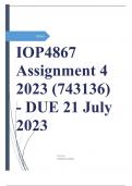 IOP4867 Assignment 4 2023 (743136) - DUE 21 July 2023