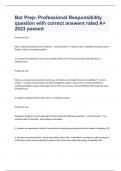 Bar Prep- Professional Responsibility question with correct answers rated A+ 2023 passed