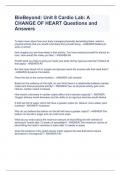 BioBeyond: Unit 8 Cardio Lab: A CHANGE OF HEART Questions and AnswersBioBeyond: Unit 8 Cardio Lab: A CHANGE OF HEART Questions and Answers