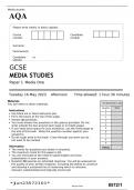 AQA GCSE MEDIA STUDIES Paper 1 MAY 2023 QUESTION PAPER: Media One