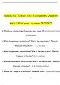 Biology SAT Subject Test: Biochemistry 2023 complete solution