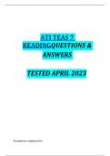 ATI TEAS 7 READING QUESTIONS AND ANSWERS TESTED APRIL 2023