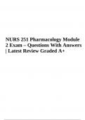 NURS 251 Pharmacology Module 2 Exam Review Questions With Answers | Latest Review Graded A+