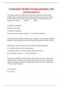 Community Health Nursing Exam 1 questions with correct answers