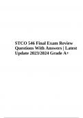 STCO 546 Final Exam Review Questions With Correct Answers Latest Update 2023/2024 Grade A+ | STCO 546-B02 LUO Final Exam Questions With Answers Latest Update Graded A+ & STCO 546-B02 LUO Midterm Exam Questions With Answers - Latest Update Graded A+