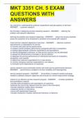 MKT 3351 CH. 5 EXAM QUESTIONS WITH ANSWERS