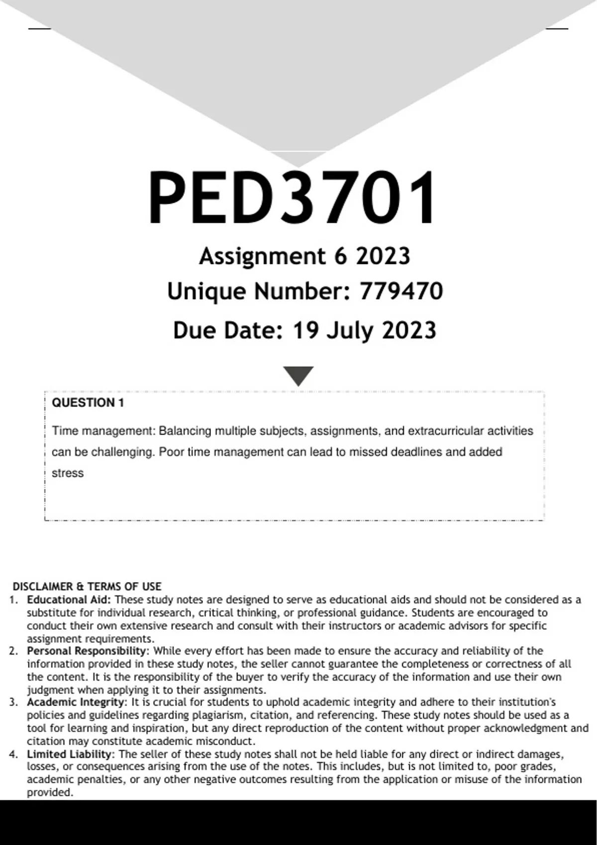 ped3701 assignment 6 answers