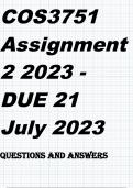 COS3751 Assignment 2 2023 - DUE 21 July 