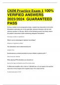 CNIM Practice Exam 1 100%  VERIFIED ANSWERS  2023/2024 GUARANTEED  PASS