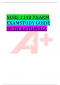 NURS 1140 PHARM  EXAM STUDY GUIDE  WITH RATIONALE 