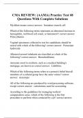 CMA REVIEW: (AAMA) Practice Test #8 Questions With Complete Solutions