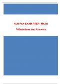 NLN PAX EXAM PREP: MATH 74	 Questions and Answers	