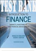 TEST BANK for Introduction to Finance: Markets, Investments, and Financial Management 17th Edition by Ronald Melicher & Edgar Norton - All 18 Chapters