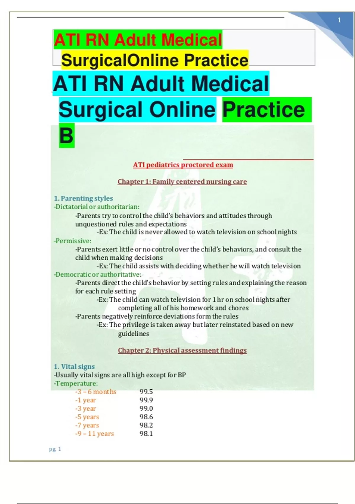 ATI RN Adult Medical Surgical Online Practice/ATI RN Adult Medical
