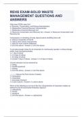 REHS EXAM-SOLID WASTE MANAGEMENT QUESTIONS AND ANSWERS