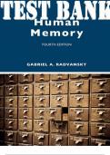 TEST BANK for Human Memory 4th Edition by Gabriel A. Radvansky  -All Chapters 1-18