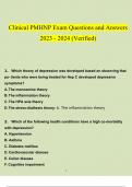 Clinical PMHNP Exam Questions and Answers 2023 - 2024 (Verified)