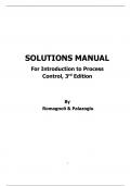 Introduction to Process Control (Chemical Industries) 3rd Edition By Jose Romagnoli, Ahmet Palazoglu (Solution Manual)