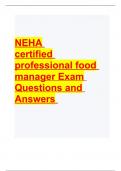 NEHA certified professional food manager Exam Questions and Answers