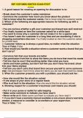 NRF Customer service exam study guide 1. A good reason for creating an opening for discussion is to: • Break down the customer's sales resistance • Convince the customer how much you know about the product • Get to know what the customer wants: Get to 