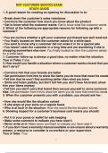 NRF Customer service exam study guide 1. A good reason for creating an opening for discussion is to: • Break down the customer's sales resistance • Convince the customer how much you know about the product • Get to know what the customer wants: Get to 