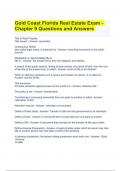 Gold Coast Florida Real Estate Exam - Chapter 9 Questions and Answers | Latest Grade A+