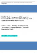 NR 360 Week 4 Assignment 2023 Accurate  Summer-Fall session Graded A+ (Literacy Skills  and Consumer Educational Needs)