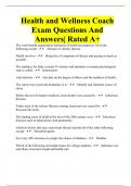 Health and Wellness Coach Exam Questions And Answers| Rated A+