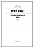 MTE1501 ASSIGNMENT 3 2023