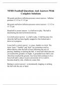 NFHS Football Questions And Answers With Complete Solutions