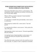 NFHS SPORTSMANSHIP QUIZ QUESTIONS WITH COMPLETE SOLUTIONS