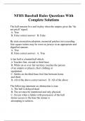 NFHS Baseball Rules Questions With Complete Solutions