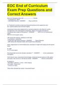 EOC End of Curriculum Exam Prep Questions and Correct Answers 