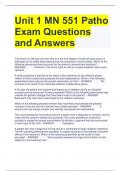 Unit 1 MN 551 Patho Exam Questions and Answers 